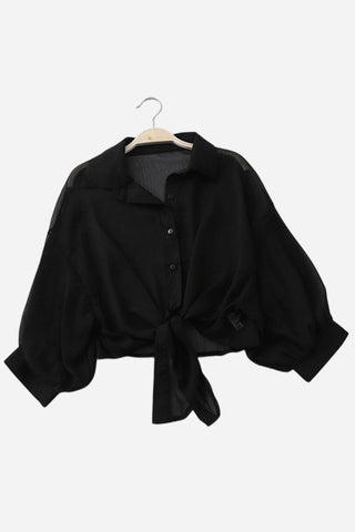 Tie-Front Button Shirt