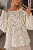 Open-Knit Crochet Long Sleeve Cover-Up