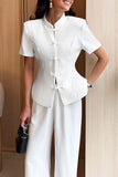 Frog Button Mandarin Collar Shirt