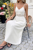 Lace-Trim Spaghetti Strap Midi Dress