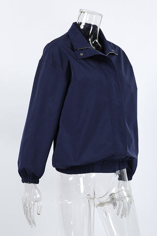 Mock Neck Zip-Front Bomber Jacket