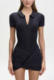 Collared Zip-Front Romper