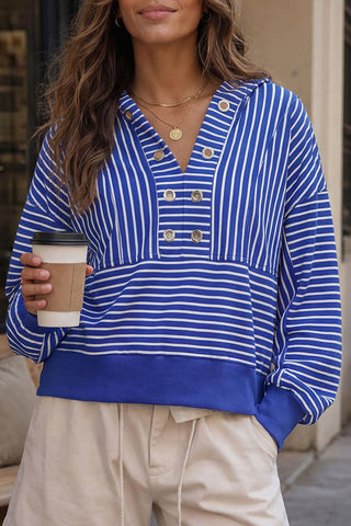 Striped Hooded Crop Sweatshirt