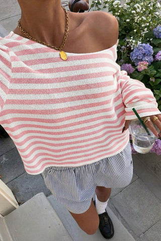 Striped Off-Shoulder Knit Top