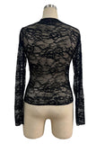 Floral Lace Long Sleeve Crop Top