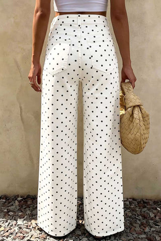 Polka Dot High-Waist Straight Jeans
