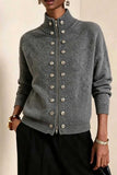 Mock Neck Zip Front Military Cardigan