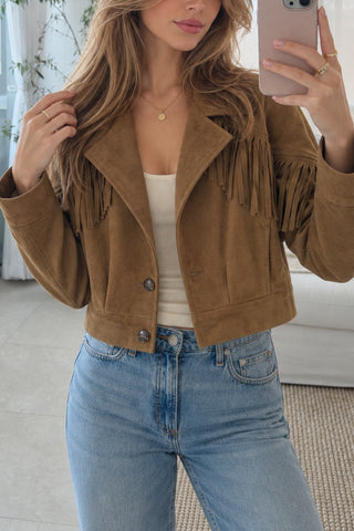 Fringe Lapel Button-Front Jacket