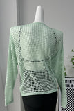 Long-Sleeve Crochet Knit Top
