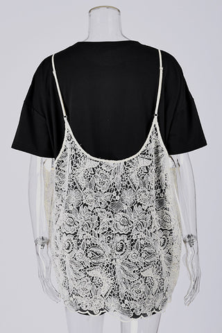 Layered Lace Accent T-Shirt