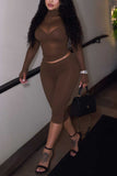 Sheer Mock Neck Crop Top and Capri Pants Set
