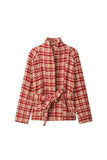 Plaid Tie-Waist Long Sleeve Coat