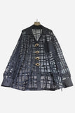 Statement Button-Front Sheer Blouse