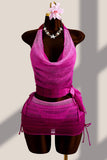 Halter Bikini Set with Sheer Cover-Up