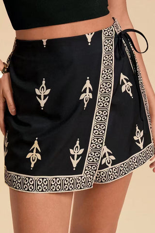 Wrap-Style Printed Skirt Shorts