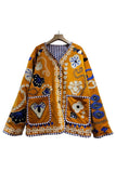Embroidered Floral V-Neck Button-Front Coat