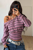 Striped Off-Shoulder Knit Top