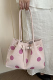 Polka Dot Buckle Strap Tote Bag
