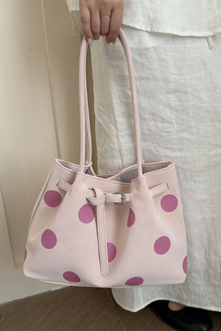 Polka Dot Buckle Strap Tote Bag