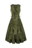 Lace-Up Ruched Sleeveless Casual Dress