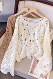 Floral Crochet Hollow Long Sleeve Cover-Up