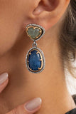 Two-Tone Stone Drop Earrings