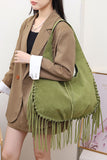 Tassel Fringe Drawstring Hobo Bag