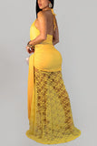Lace Halter Cutout Maxi Dress