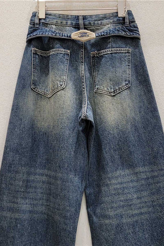 High-Waist Faded Barrel Jeans