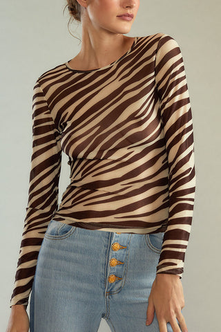 Sheer Floral Print Long Sleeve Blouse
