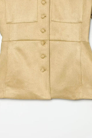 Military Collar Button-Front Jacket