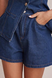 Button-Front Denim Top and Shorts Set