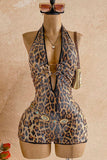 Sequin Halter Cutout Bodycon Romper