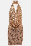 Halter-Sequin Mini Dress