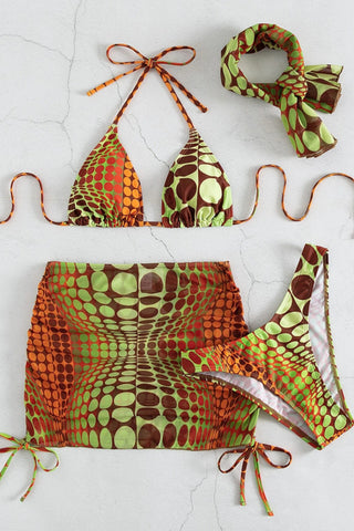 Triangle Bikini Set with Cover-Up Skirt