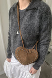 Studded Heart Shape Crossbody Bag