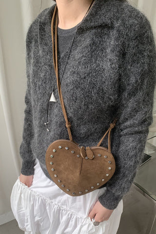 Studded Heart Shape Crossbody Bag