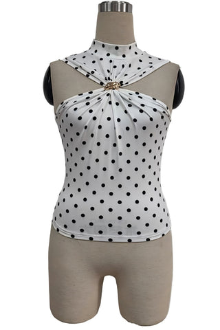 Polka Dot Halter Neck Tank Top
