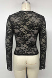 Lace Sleeve Square Neck Crop Blouse