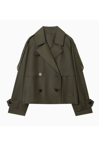Double-Breasted Notched Lapel Trench Coat