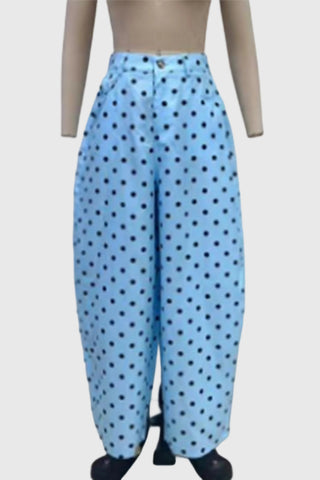 Polka Dot High-Waist Wide Leg Casual Pants