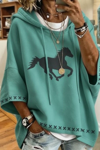 Horse Graphic Poncho Hoodie
