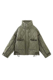 Quilted Stand-Collar Zip Front Jacket