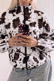 Cow Print Zip-Up Track Jacket