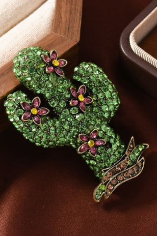 Crystal Cactus Flower Brooch