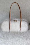 Faux Fur Top Handle Bag