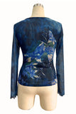 Sheer Floral Print Long Sleeve Top