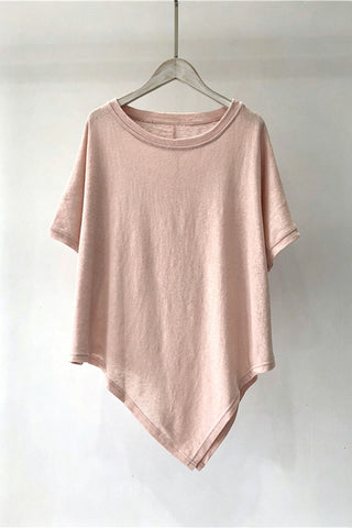 Asymmetrical Hem Crew Neck T-Shirt