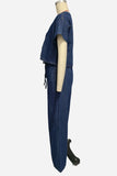 Tie-Front Denim Wide-Leg Pants Set