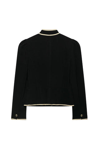 Contrast Trim Mock Neck Cropped Jacket